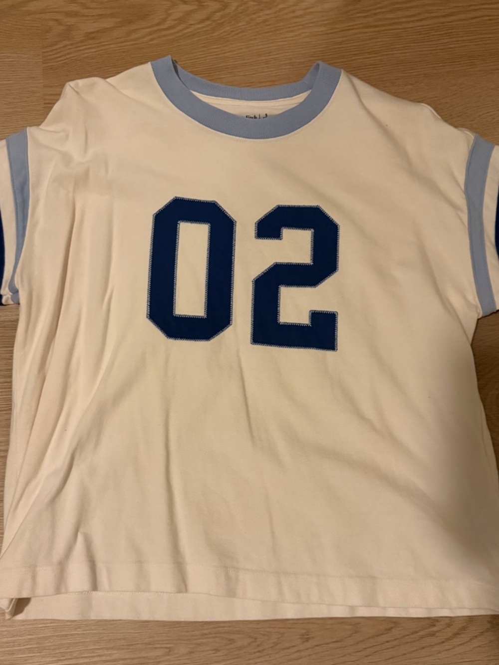 Abercrombie White Tee with Blue Trim & Number 02